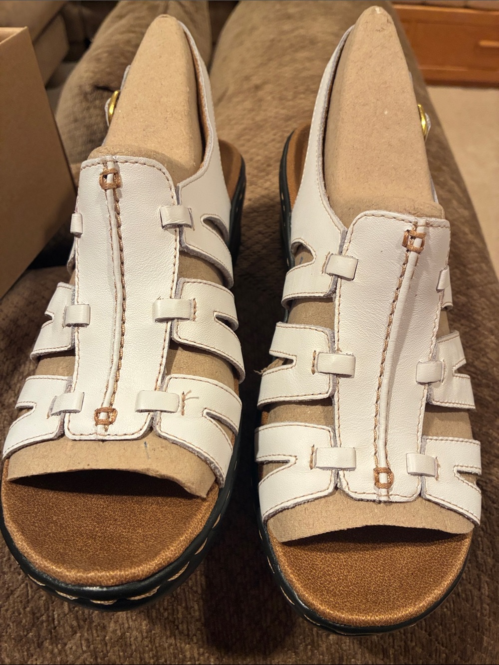 Clark’s Women’s White Gladiator Slide Sandals
